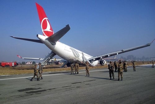 A Turkish aircraft skidded off the runway at Tribhuvan International Airport, Kathmandu on Wednesday morning. No casualty has been reported.