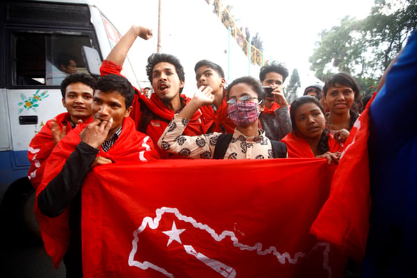 Students protest against black market and corruption at a rally organised by the All Nepal National Free Students Union in Ratnapark on Friday.