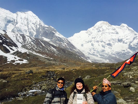 Head of Delegation of the European Union to Nepal, Ambassador Rensje Teerink, at the Annapurna Base Camp on Sunday.