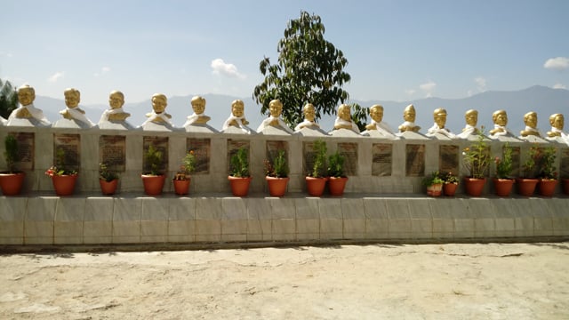 Monument to conservation heroes in Taplejung who were among 24 killed in helicopter crash in Ghunsa in September 2006.