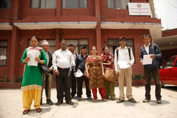 Conflict victims prepare to file their complaints at the Truth and Reconciliation Commission, Kathmandu on Tuesday.