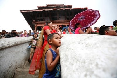 CURIOSITY: A small boy watches on during a program organised by Young Communist League (YCL) at Basantapur on Saturday.