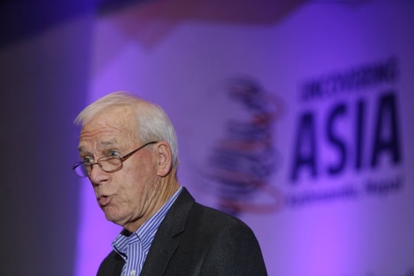 Pulitzer Prize-winning investigative reporter Walter V Robinson gives the keynote speech during the Second Asian Journalism Conference at Kathmandu on Saturday.