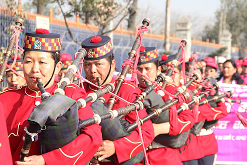 OUR TURN: Women musicians of Nepali Police band take part in Women's Day celebration near Sundhara on Saturday.
