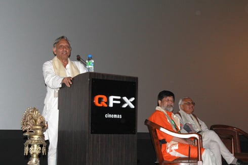 TALKING MOVIES: Indian politician and former diplomat Mani Shankar Aiyar speaks at the inauguration of Film South Asia 2013 on Thursday.