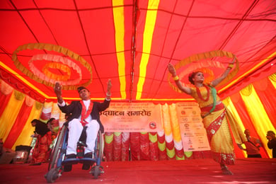 LET'S DANCE: Participants take part in the International Day for People with Disabilities celebrations at Bhrikuti Mandap on Tuesday.