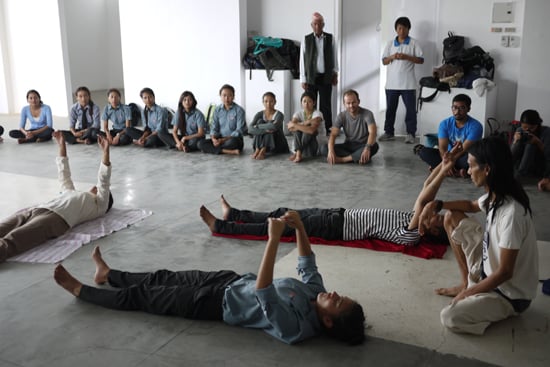 Instructor/ healer Pai Villaraza conducts an inner healing workshop for earthquake survivors at the Art Council gallery on Sunday.