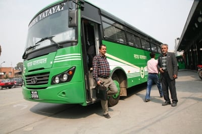 BETTER SERVICE: Sajha Yatayat buses have a trial service on Tuesday in preparation for 16 new shuttle buses launch during New Year’s Eve in Kathmandu.