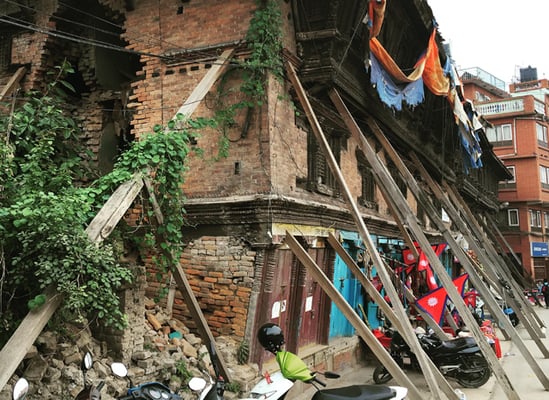 A semi-collapsed building in Bhaktapur Durbar Square awaits renovation on Monday. Some 8,000 houses collapsed in Bhaktapur during the April 2015 earthquake making it one of the worst-hit towns in the Valley.