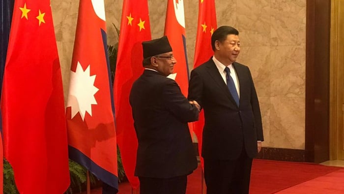 Prime Minister Pushpa Kamal Dahal met Chinese President Xi Jinping in the Great Hall of People in Beijing on Monday afternoon. The two leaders discussed bilateral issues for about half an hour.