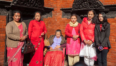 DIVINE MEET: Former Kumaris at a rare gathering at Kathmandu Darbar Square on Saturday, where they were felicitated and presented with gifts.