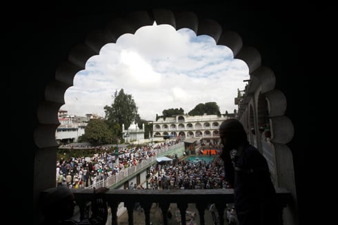 EID MUBARAK: Muslims offer mass prayers during Eid al-Adha celebration at the Kashmiri Takiya Jame Mosque in Kathmandu on Wednesday.