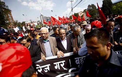 Six Maoist parties organise a rally in Kathmandu on Monday against a Supreme Court verdict that disallows amnesty for perpetrators of heinous crimes during the war.