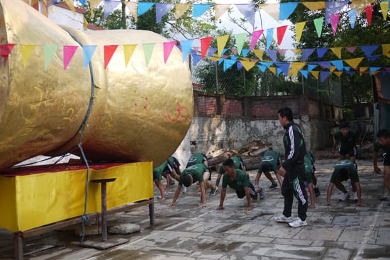 Recruits of the Pre British Gurkha Army undergo training at Budhanilkantha on Wednesday morning.