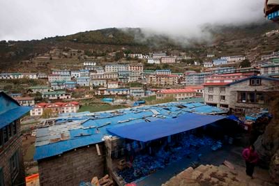 IN A LAP OF THE MOUNTAIN: Namche bazar in north-eastern Nepal is often called gateway to the high Himalayas. Photo taken on Monday afternoon.