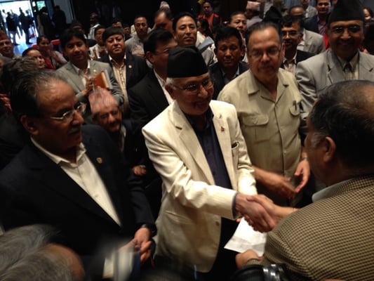 KP Sharma Oli registers his candidacy for the Prime Minister's post at New Baneswor on Saturday.