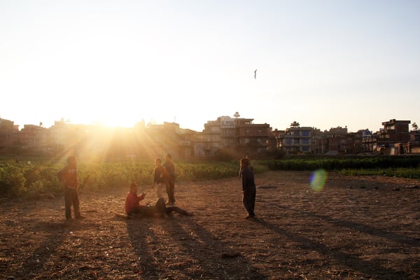 SPRING AWAKENING: Temperatures are finally warming up in Kathmandu, as a group of boys play in the sun in Patan.