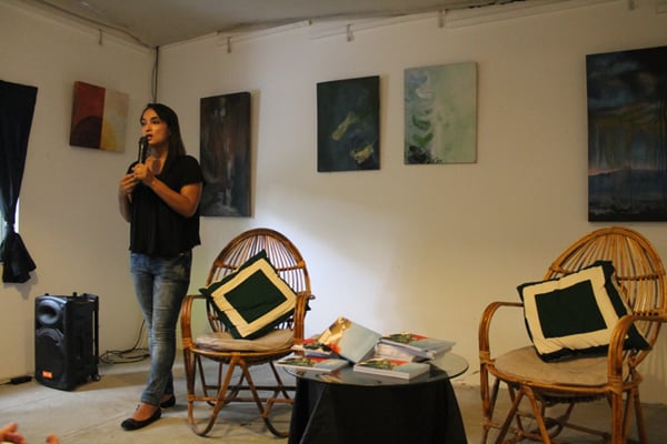 Manisha Dhakal, executive director of Blue Diamond Society at the book launch of 'Pride Climbing Higher' at Bikalpa Art Centre on Tuesday.