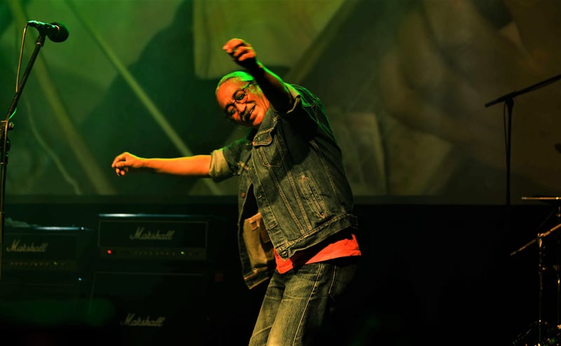 Nepathya frontman Amrit Gurung in action at his 1st concert in the Australian Capital Canberra. Photo: Rabindra Gurung/Nepalaya